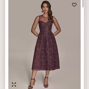Donna Karan Plum Lace Midi Dress